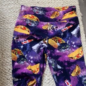 Cat, taco, hot sauce leggings